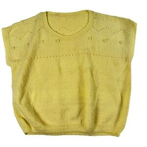 Handmade Yellow Knit Sweater Cottagecore Grandmacore Bobble Knit Vintage M